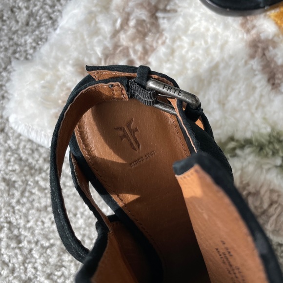 Frye dani shield slingback sandal heel open toe ankle strap suede leather 8.5 - Picture 5 of 10